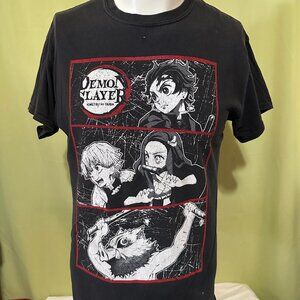 Demon Slayer Men's Black T Shirt Size Medium Nezuko Kamado Muzan Kibutsuji Tanji
